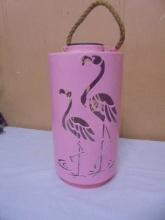 Solar Powered Metal Pink Flamingo Lantern