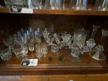 Glass candle holders, glass plates, whisky glasses, shot glasses