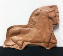 Hand Tooled Sheet Copper Horse Sculpture - 18"x15"