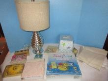Lot Molded Modern Beehive Form Lamp, Trivial Pursuit Family Edition, Trinket Box, Address