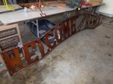 ''Welcome To The Ranch'' Copper Colored Tin Sign, 10' x 2' - 3' Tall - Real