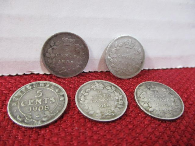 Canadian 5 cent Coins-Lot of 5