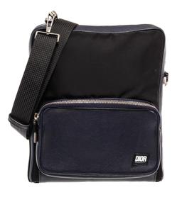 Dior Homme Black Blue Zipper Logo Messengers Crossbody Bag