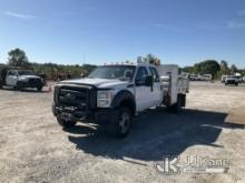 2013 Ford F450 4x4 Crew-Cab Flatbed Truck, (GA Power Unit) Runs & Moves) (Wrecked, Front End Damaged
