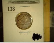 1858 U.S. Flying Eagle Cent, obv. gouge.