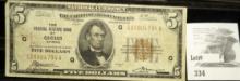 Series 1929 $5 National Currency The Federal Reserve Bank of Chicago, Illinois, Serial No. G05804794