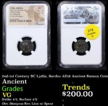 NGC 2nd-1st Century BC Lydia, Sardes AE18 Ancient Roman Coin Ancient Graded VG By NGC