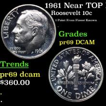 Proof 1961 Roosevelt Dime Near TOP POP! 10c Graded pr69 DCAM BY SEGS