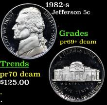 Proof 1982-s Jefferson Nickel 5c Grades GEM++ Proof Deep Cameo