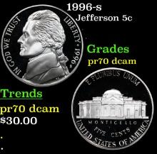Proof 1996-s Jefferson Nickel 5c Grades GEM++ Proof Deep Cameo