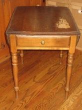 Conant Ball Furniture Makers Dropleaf Solid Rock Maple Early American Repro End Table w/