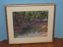 Titled "Meditation on a Mountain Stream" Pastel Chalk Original Artwork Signed Betty Powell '04