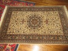Traditional Persian Design Floral Area Rug Synthetic Pile w/Fringe- 87" x 55"