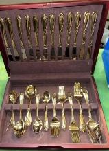 Serving Set for 12 People Faberware Flatware set with gold wash in case