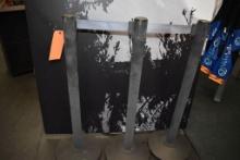 (3) STANCHIONS WITH GRAY RETRACTABLE BELTS