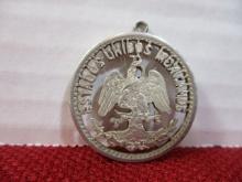 50 Pesos Silver Mexican Coin Art Necklace Pendant