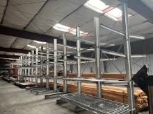 White Lumber Racking 14 Uprights Apx. 65' L X 14' H 84 Arms  Racking Only