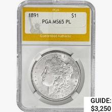 1891 Morgan Silver Dollar PGA MS65 PL
