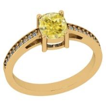 Certified 1.15 Ct GIA Certified Natural Fancy Yellow Diamond And White Diamond 18K Yellow Gold Engag