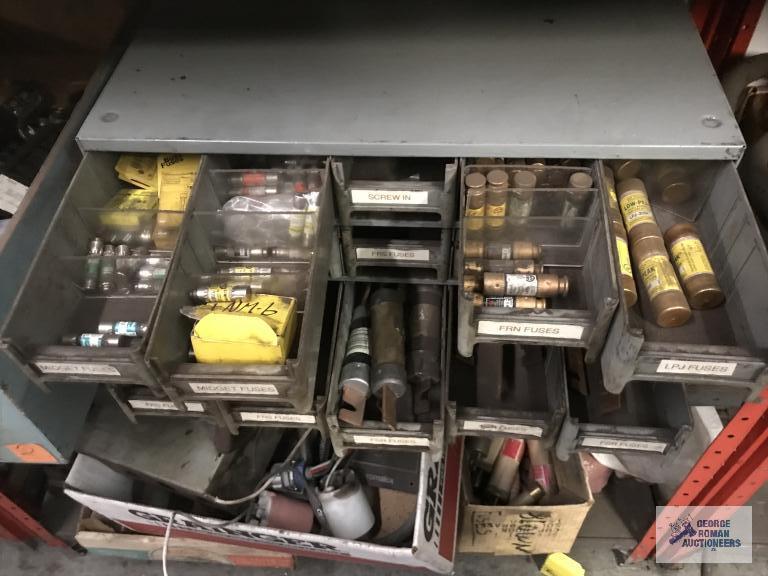 FUSES ON THREE SECTIONS OF SHELVING