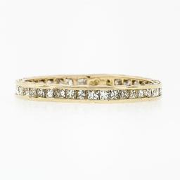 Vintage 18k Gold 0.85 ctw Channel Princess Cut Diamond Eternity Wedding Band Rin