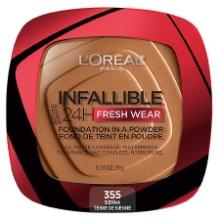 L'Oreal Paris Infallible up to 24H Fresh Wear Foundation in a Powder, Sienna, 0.31 Oz, Retail $16.00