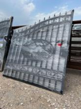 14' Bi-Parting Wrought Iron Gate with Deer Scene - ONE SET PER LOT