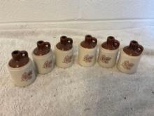 (6) miniature Western Stoneware crock jugs