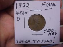 1922 Weak D Lincoln Wheat Cent