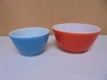 Vintage Red & Blue Pyrex Mixing Bowls
