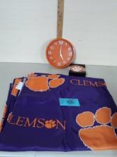 Clemson Shower Curtain, Orange Clock, Clemson Coaster