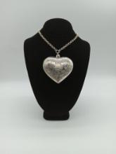 Large Silver Etched Heart