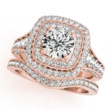 Certified 1.95 Ctw SI2/I1 Diamond 14K Rose Gold Bridal Wedding Set Ring