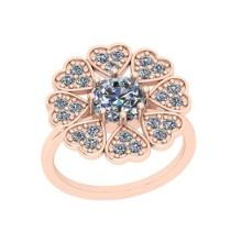 Certified 1.10 Ctw SI2/I1 Diamond 14K Rose Gold Flower Engagement Halo Ring