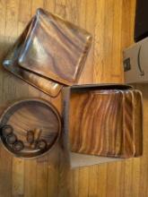Wooden charger salad bowl and plates