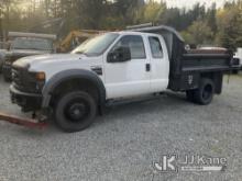 (Eatonville, WA) 2007 Ford F550 4x4 Dump Flatbed Truck Not Running, Condition Unknown, Will Need To