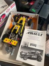 Radio controlled gas engine powered off-road racing buggy assault