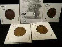1909, 10, 11 & 14 Lincoln Head Cents G-VG.