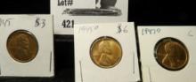 1945 Unc., 45D & 47D BU. Lincoln Head Cents.