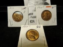1950D Bad Spots, 50 & 50S BU Lincoln Head Cents.