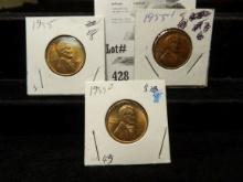 1955, 55D & 55S BU. Full Red Lincoln Head Cents.