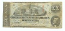 Civil War era $20 Confederate Currency Note (A)