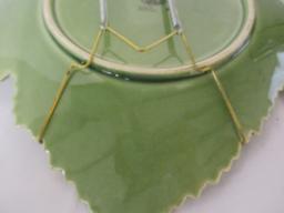 Pair of Majolica Leaf Plates on Hangers