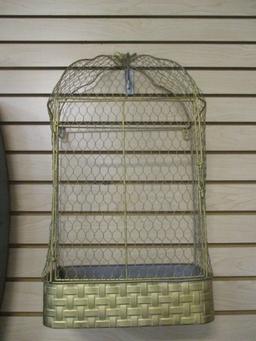 Vintage Metal Wall-Mounted Bird Cage
