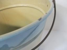 Vintage Blue and White Graniteware Milk Bucket