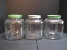 Three Matching Pattern Glass Jar Cannisters