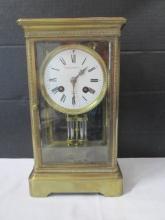 Vintage Shreve Crump & Lowe Boston, Ma. Visible Escapement Brass 4 Glass Mantle Clock