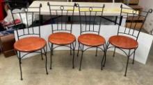 4 Metal Chairs W/wooden Steats