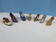 4 Collectors Just The Right Shoe Collectible Figurines Golden Stiletto, New Heights, Italian Racer