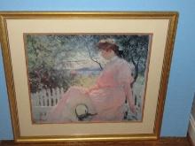 Titled "Elenor" Depicts Painter's Daughter on Porch in Summer Attributed to Frank W. Benson
